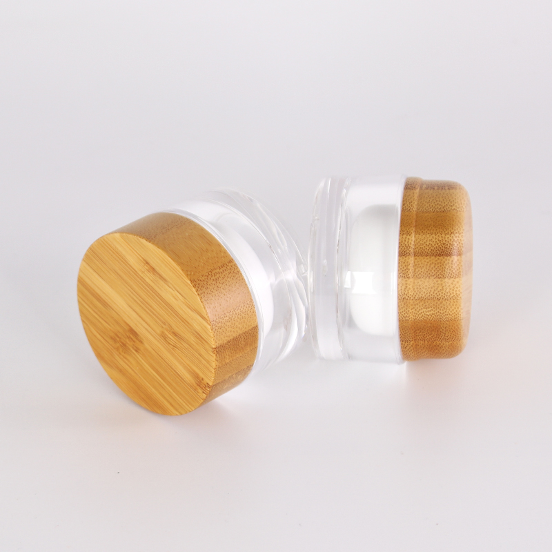 hot selling type plastic jar with bamboo lid bamboo cosmetic packaging bamboo plastic jars