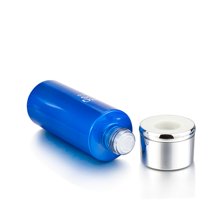 hot stamping red blue glass cosmetic care set packaging bottles and jars