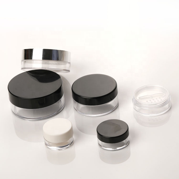hotsale 3g 5g  AS plastic material clear small loose powder plastic jar with sifter
