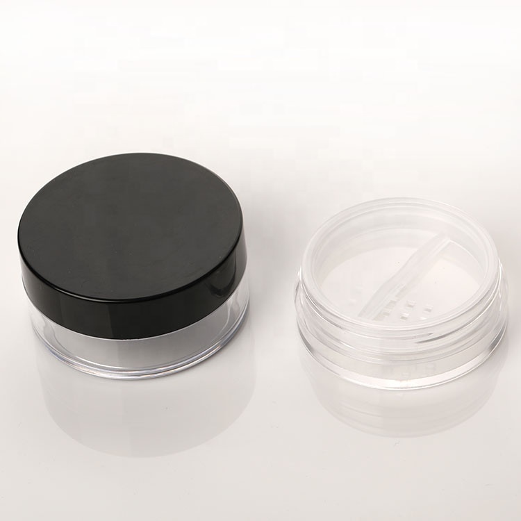 hotsale 3g 5g AS plastic material clear small loose powder plastic jar with sifter