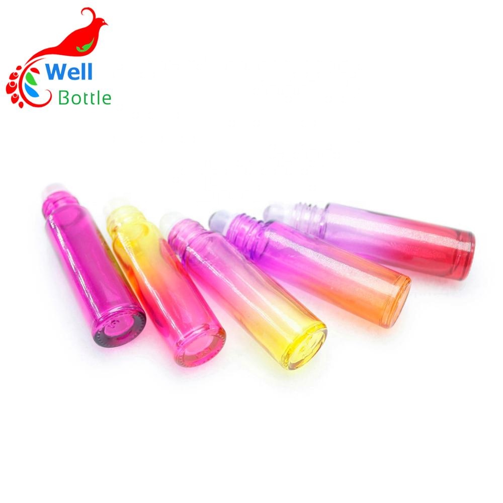 hotsale 3ml 5ml 10ml colored glass roll on bottle roller bottle for essential oil GRB-300C