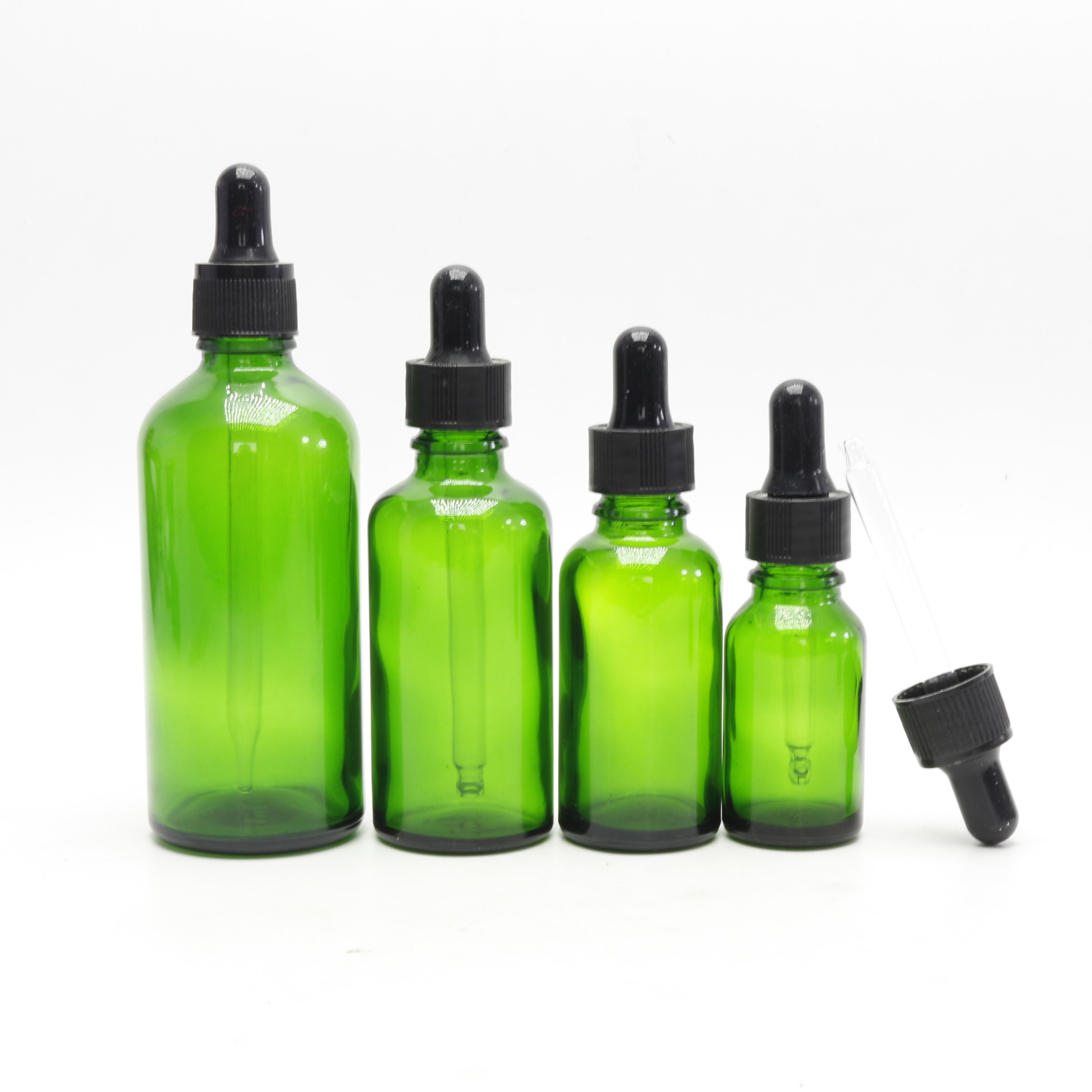 in stock 1/4oz 1/3oz 1oz 2oz 3oz 4oz 8oz 16oz clear green amber blue bamboo glass essential oil bottle with dropper GDB-A10