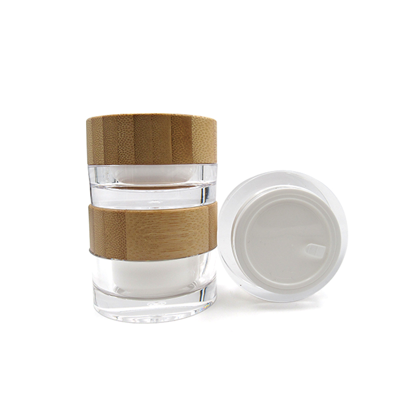 in stock 100g acrylic cream jar with bamboo lid cosmetic jar eco-friendly luxury cosmetic packing