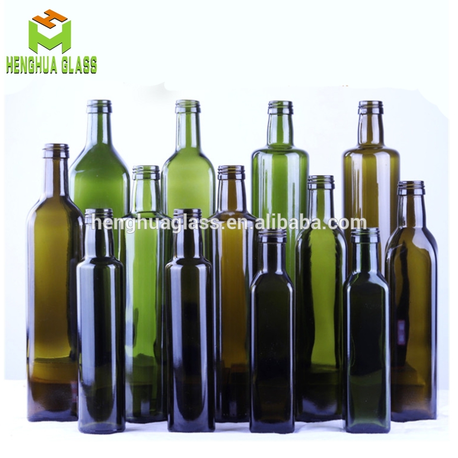 in stock 100ml 250ml 500ml 750ml 1000ml dark green brown round square marasca olive oil glass bottles wholesale