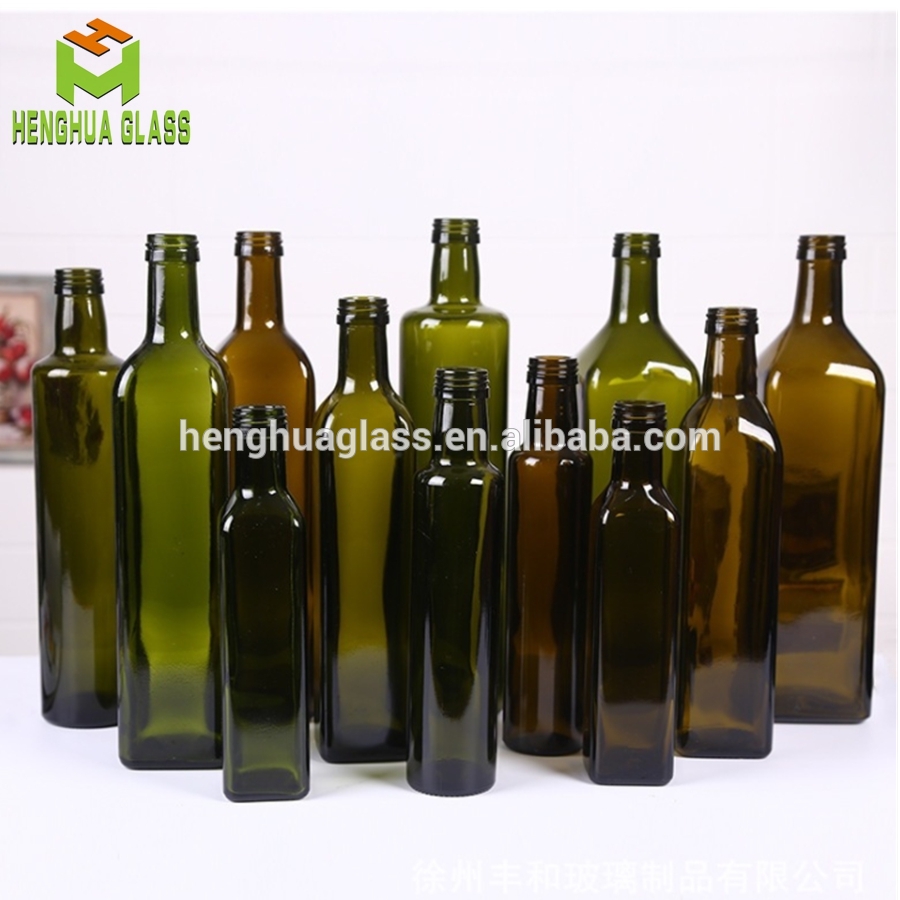 in stock 100ml 250ml 500ml 750ml 1000ml dark green brown round square marasca olive oil glass bottles wholesale