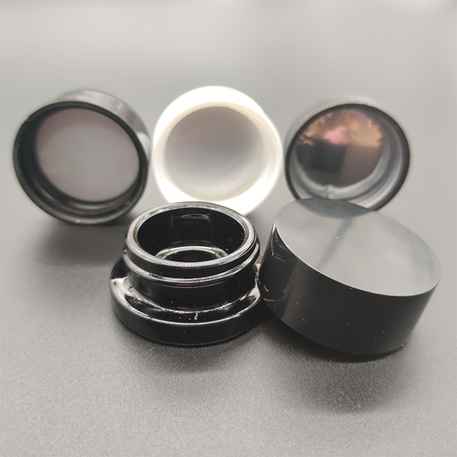 in stock 100pcs MOQ 5ml 9ml glass black porcelain uv childproof CBD extracts jar OEM custom logo with plastic black lid
