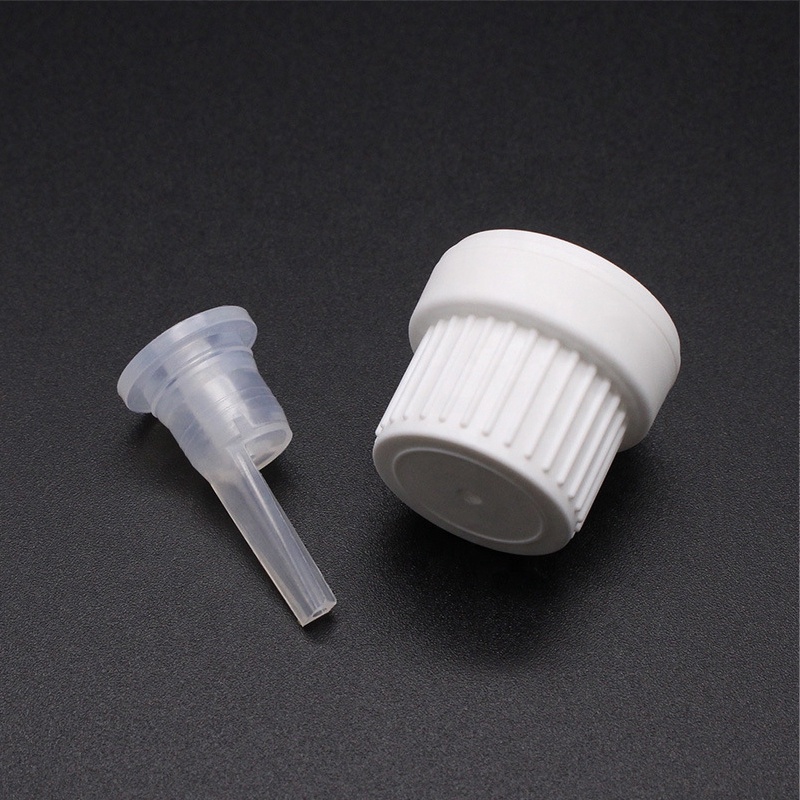 in stock 18/410 white black plastic tamper evident screw cap for glass dropper bottle (DRG26)