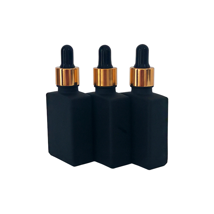 in stock!! 30ml black frosted flat square glass dropper bottle for essential oil perfume smoke oil cosmetic
