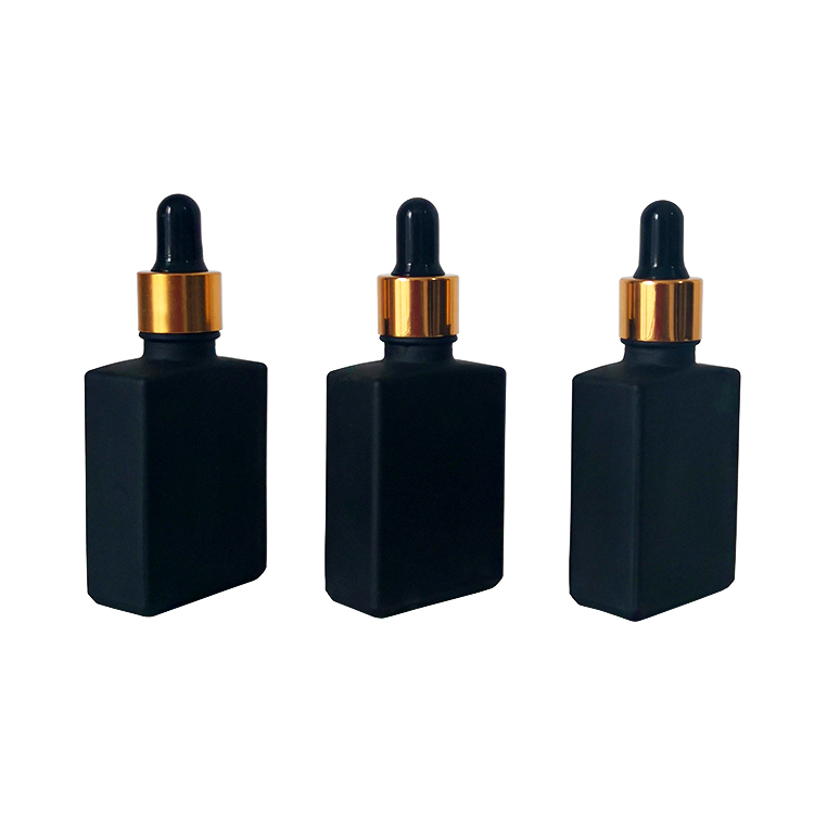 in stock!! 30ml black frosted flat square glass dropper bottle for essential oil perfume smoke oil cosmetic