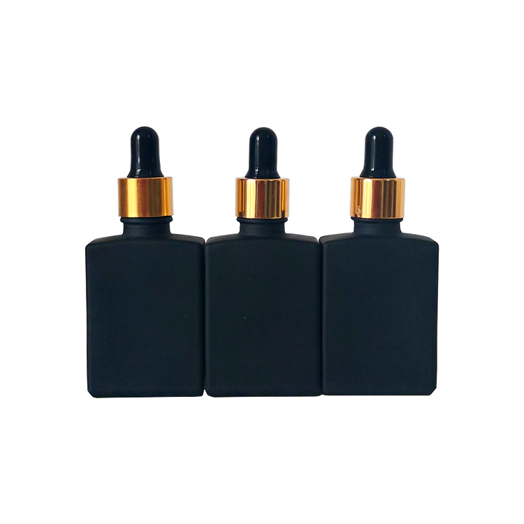in stock!! 30ml black frosted flat square glass dropper bottle for essential oil perfume smoke oil cosmetic