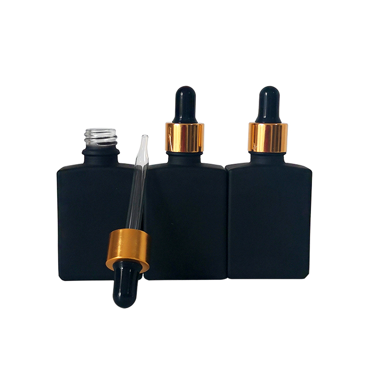 in stock!! 30ml black frosted flat square glass dropper bottle for essential oil perfume smoke oil cosmetic