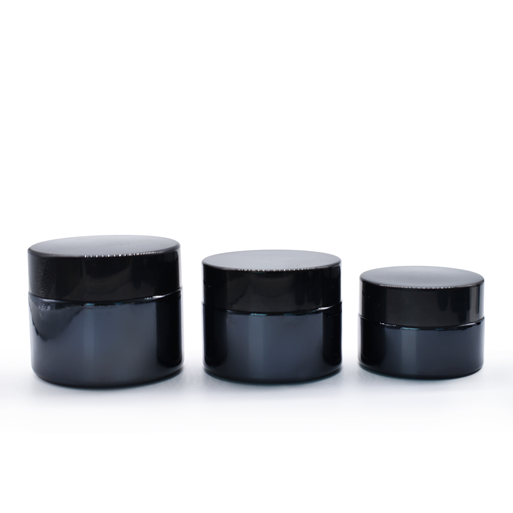 in stock 50G black glass jars for cream jars