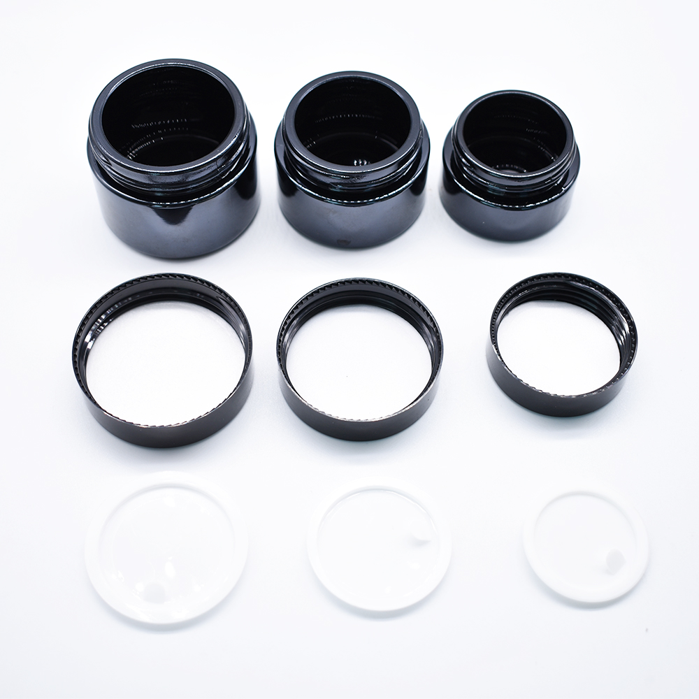 in stock 50G black glass jars for cream jars