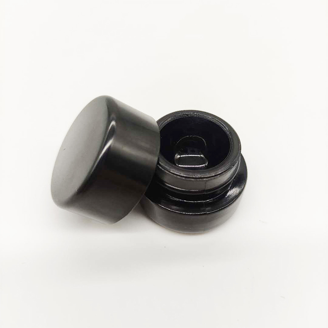 in stock 5ml 7ml 9ml black uv material childproof CBD concentrate container cosmetic cream jar low MOQ with plastic lid