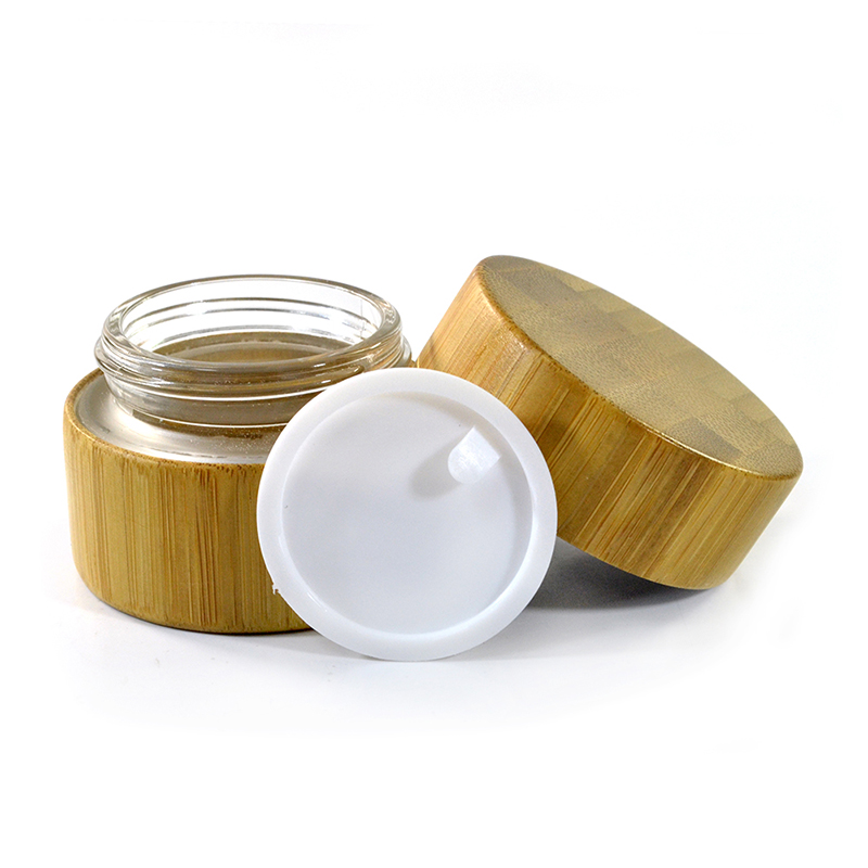 in stock bamboo product 5g 30g 50g bamboo containers for cosmetics glass jar