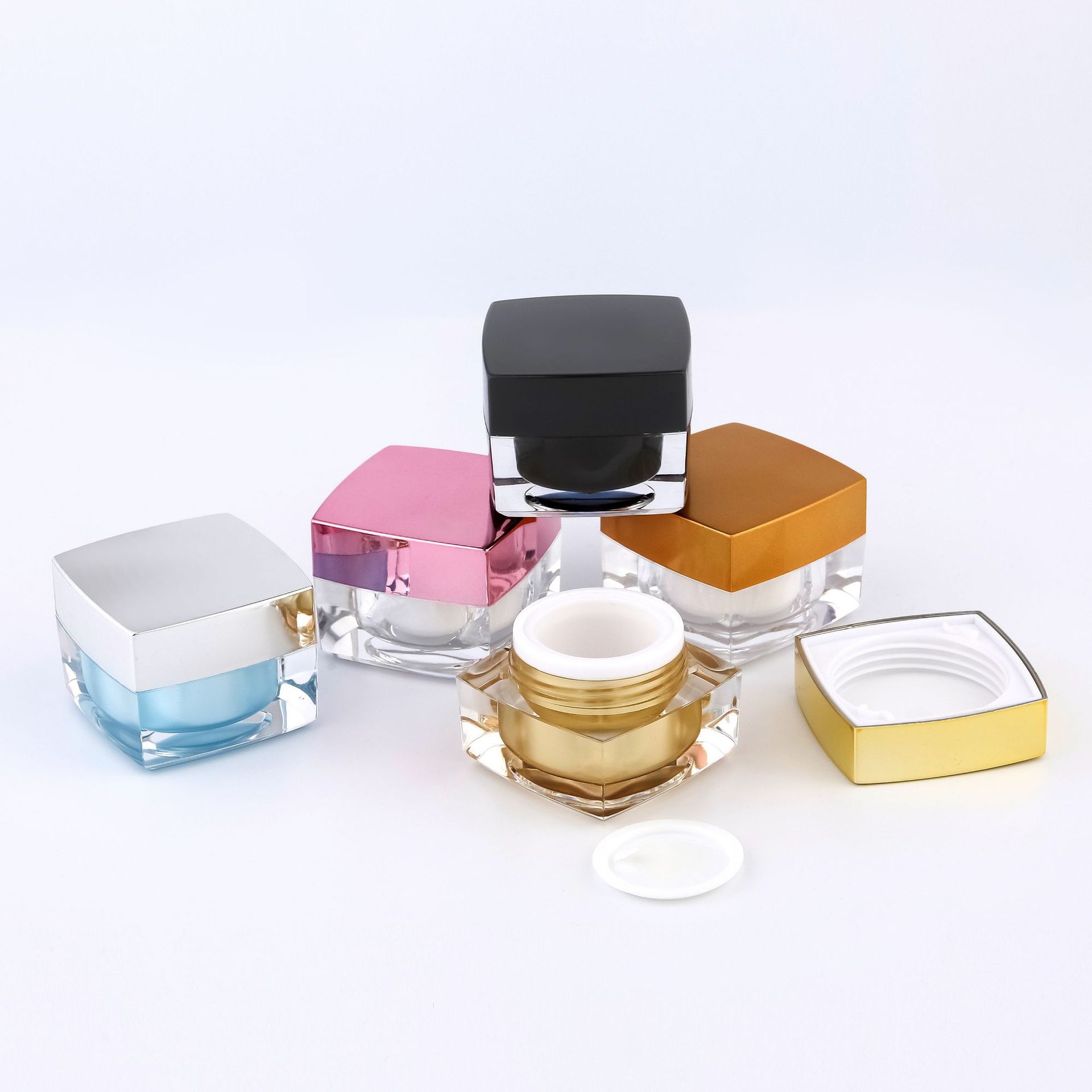 in stock hot sale cream jars cosmetics container empty body cream jar acrylic plastic cream jar