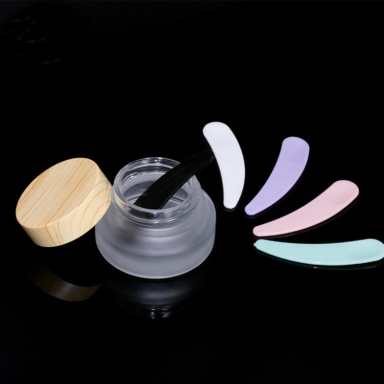 inclined shoulder wood grain 15 g 30g 50 g cosmetic packaging cream frosted glass jar with water transfer wooden lid and spoon