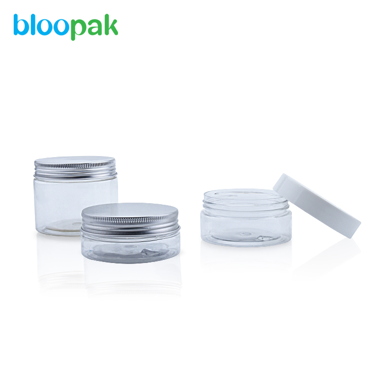 jar with aluminum lid packaging recyclable cosmetic plastic PET jar skin cream jar