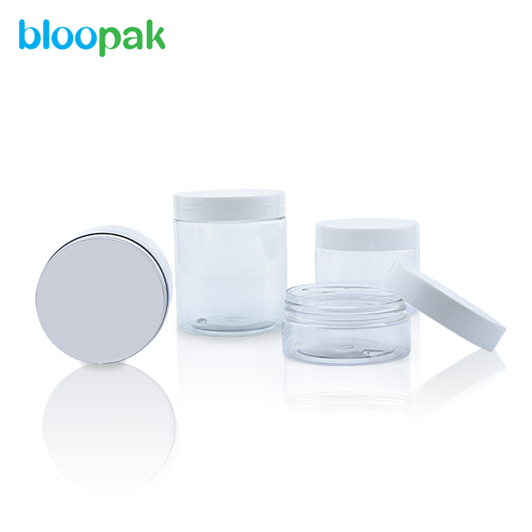 jar with aluminum lid packaging recyclable cosmetic plastic PET jar skin cream jar