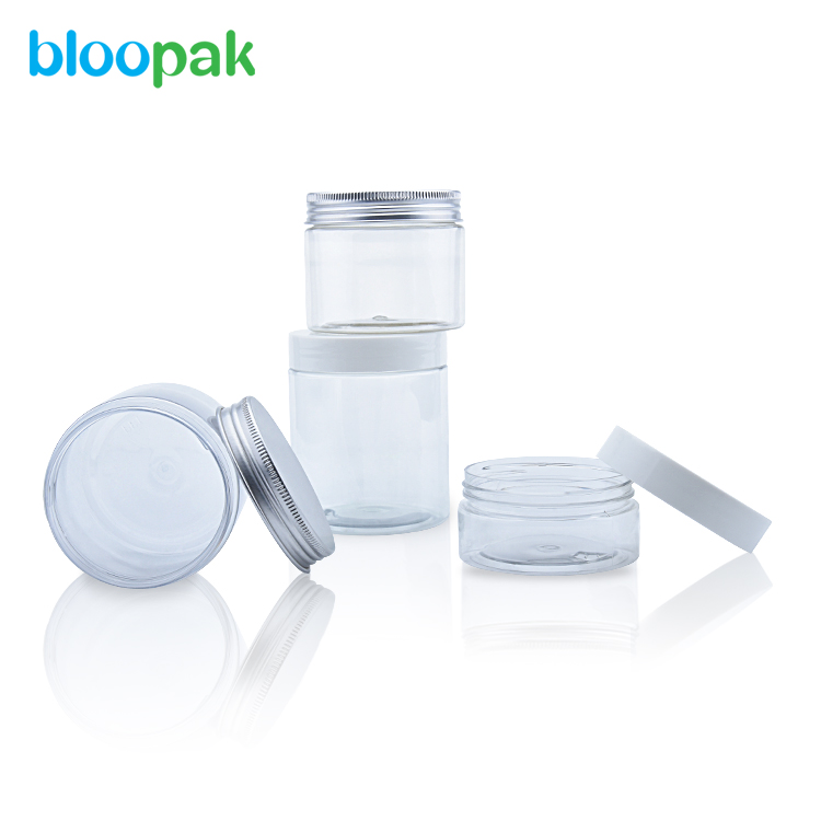 jar with aluminum lid packaging recyclable cosmetic plastic PET jar skin cream jar