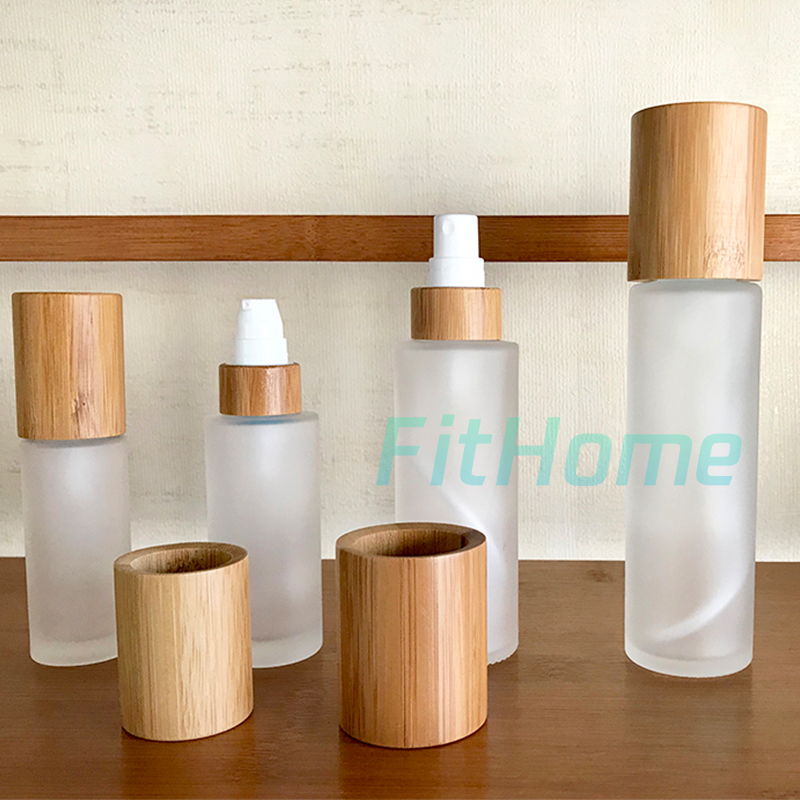 jars glass wholesale 30ml 40ml 50ml 60ml 80ml 100ml 120ml 150ml frosted clear glass spray bottle pump bottle bamboo lid