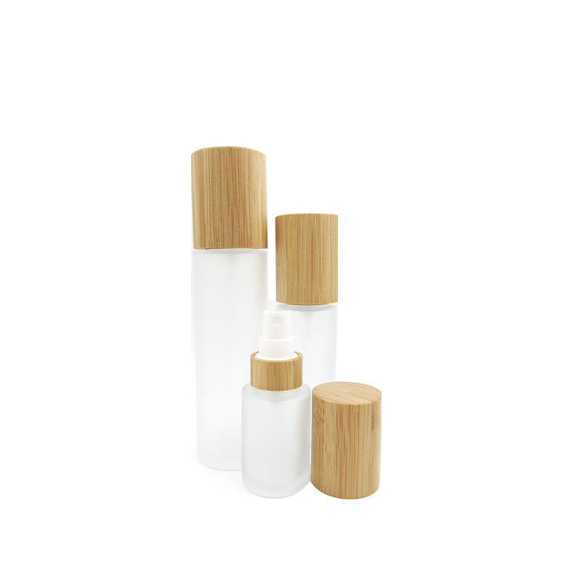 jars glass wholesale 30ml 50ml 60ml 80ml 100ml frosted clear glass spray bottle bamboo lid