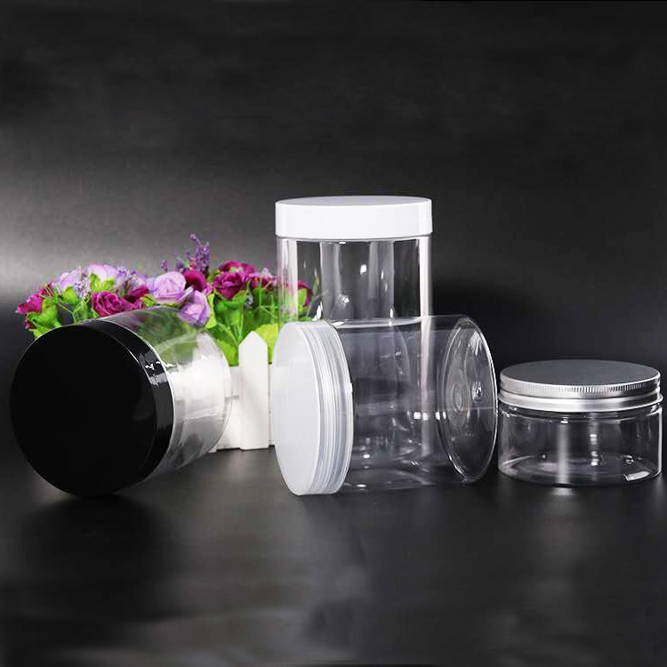 jars with lid 100ml 200ml 300ml 400ml 500ml 800ml 1000ml Cosmetic Packaging Plastic Jar PET clear container and Colorful covers