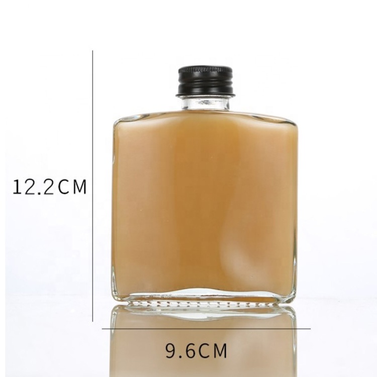 juice bar use popular square packaging container 8oz 250ml Reusable iced coffee glass bottle for milk tea homemade drinks party