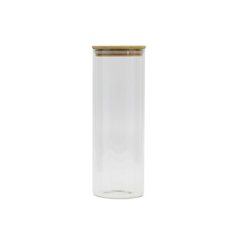 kitchen Food Storage glass jar with bamboo wood lid Glass Jar with lid container