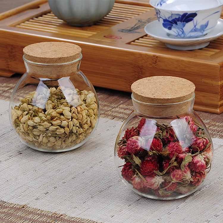 kitchen Storage glass jar with cork lid Glass container with lid