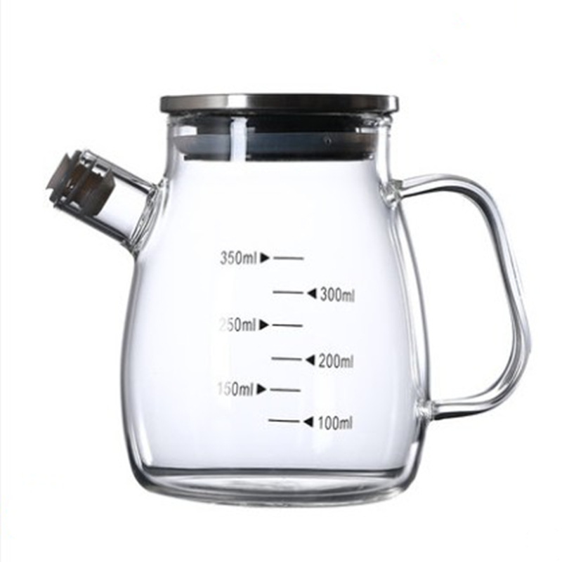 kitchen controlled round core cooking oil glass bottle with steel lid