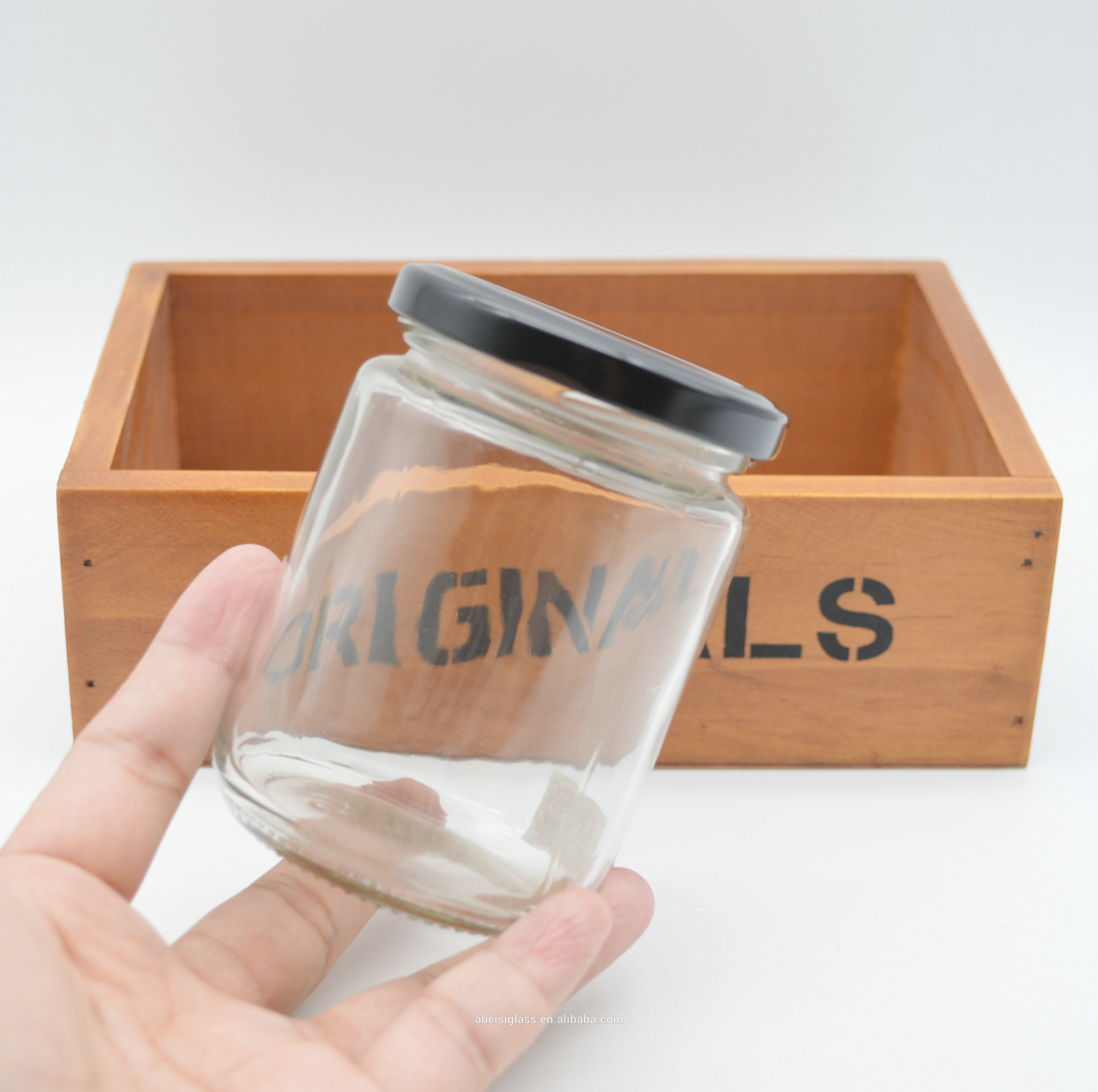 kitchen glass container jam jar with screw cap