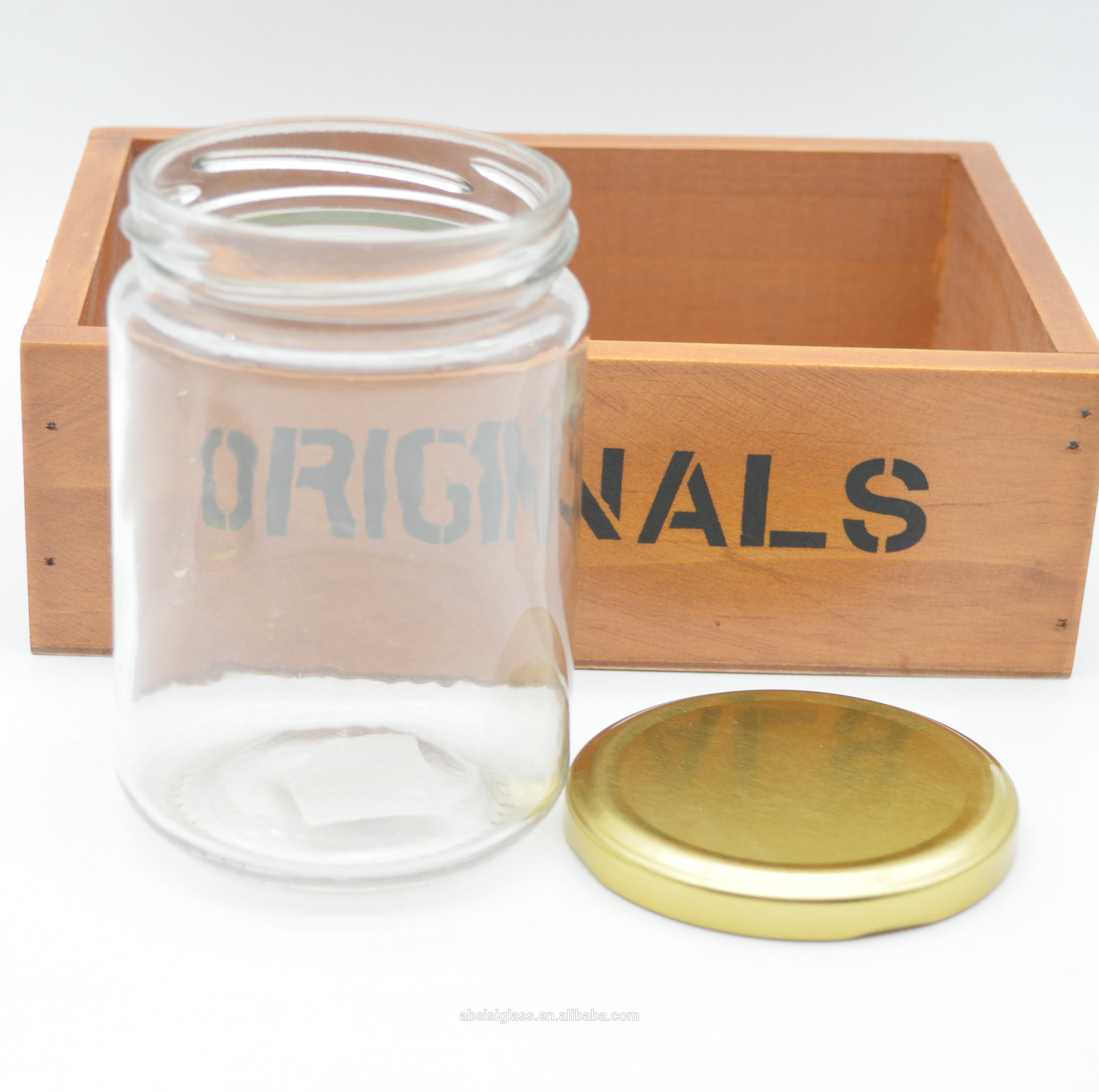 kitchen glass container jam storage jars with metal lid