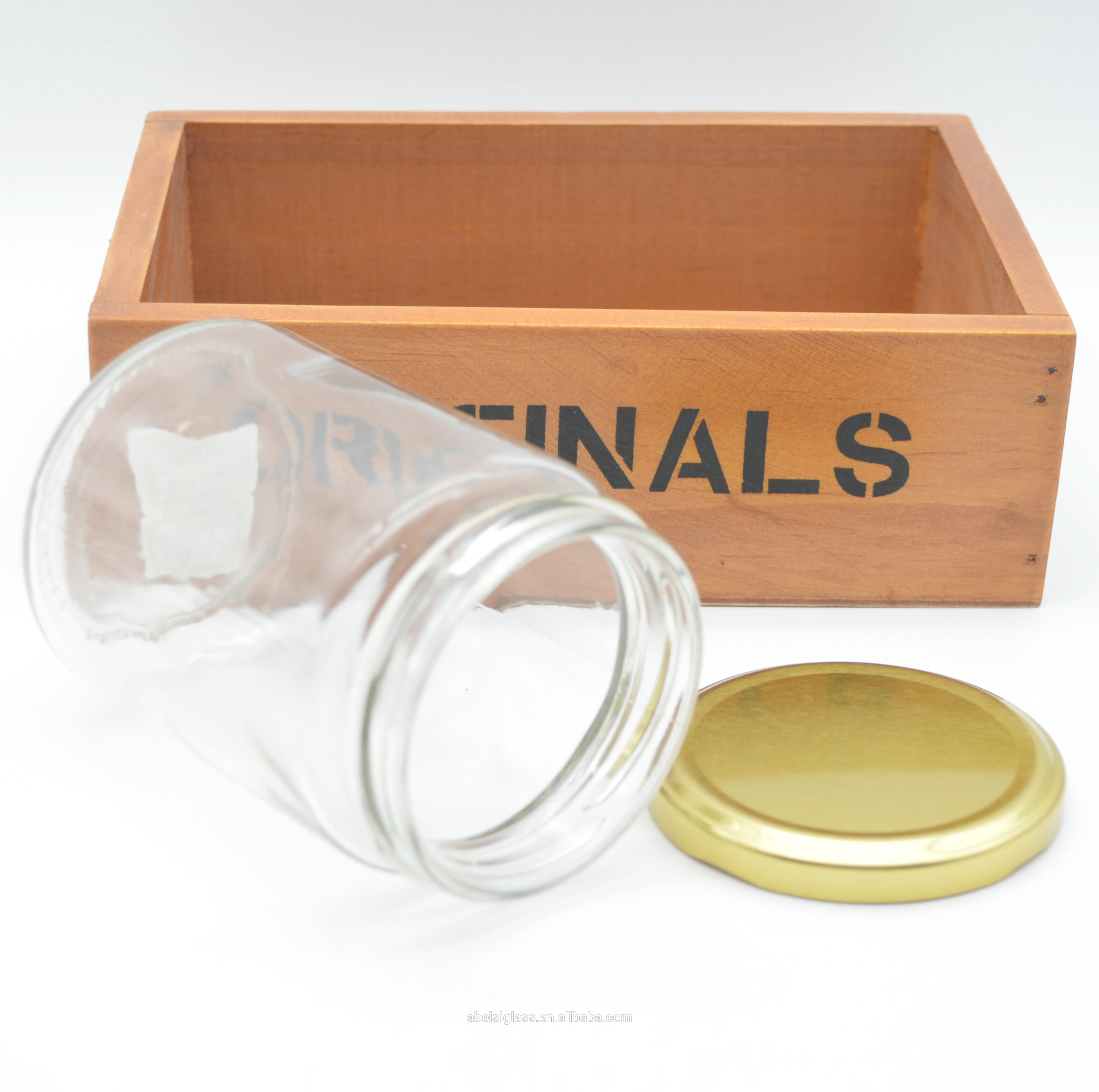 kitchen glass container jam storage jars with metal lid