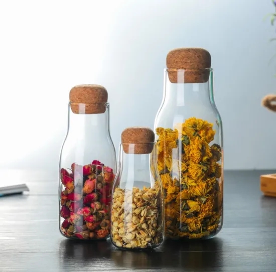 kitchen glass jars coffee bean food storage cork lid glass jars and bottles