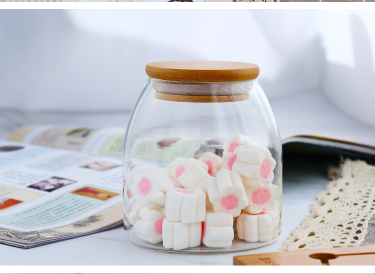 kitchen high borosilicate glass food container storage glass jar with bamboo lid