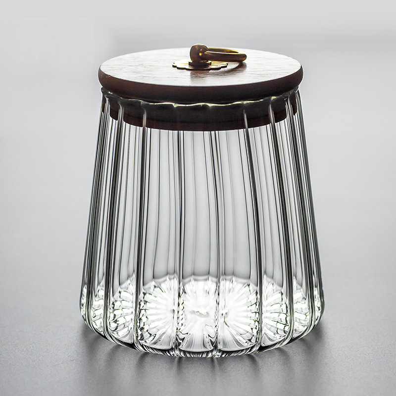 kitchen storage glass jar with wood lid with wood lid glass container