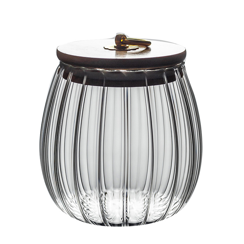 kitchen storage glass jar with wood lid with wood lid glass container