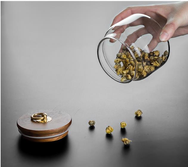 kitchen storage glass jar with wood lid with wood lid glass container