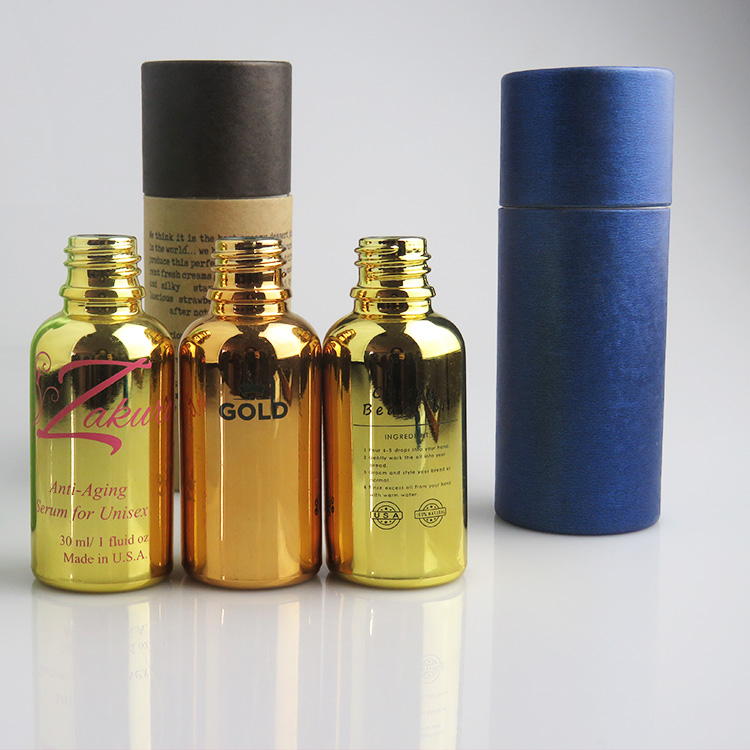 kraft paper tube 30ml gloden glass e vaper oil bottle 30ml with cardboard tube round