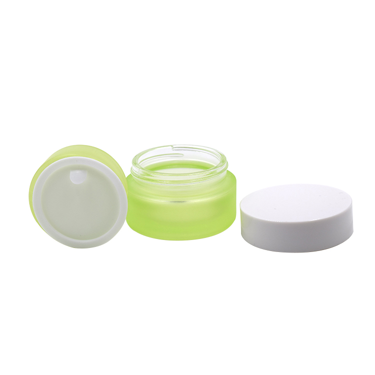 label screen printing skin care glass container 30g 50g 100g green matte glass jar for facial cream