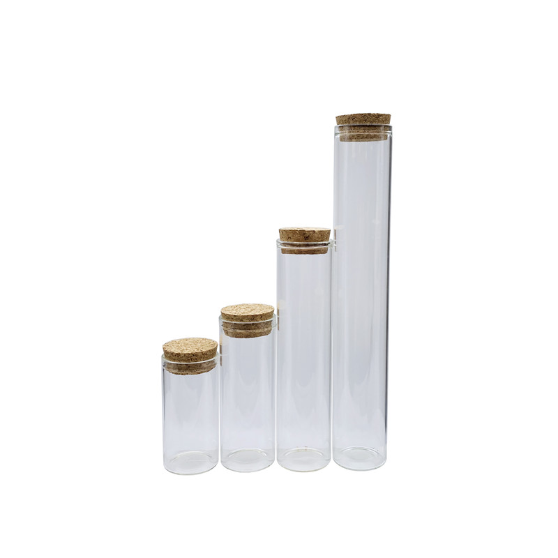 lanjing mini custom size clear drift bottle empty glass vial with cork lid wishing bottle