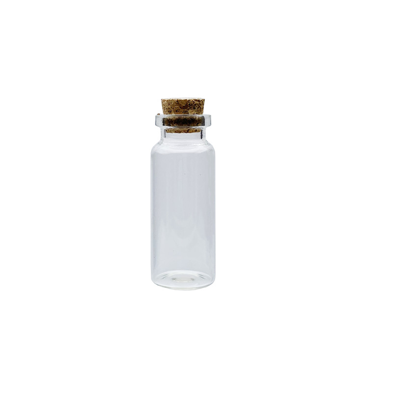 lanjing mini custom size clear drift bottle empty glass vial with cork lid wishing bottle