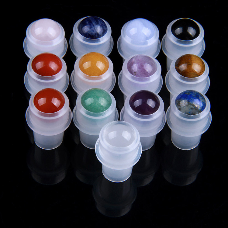 large Stock 10ml 15ml Natural Semiprecious Stones Essential Oil Gemstone Ball Glass Roller Bottles