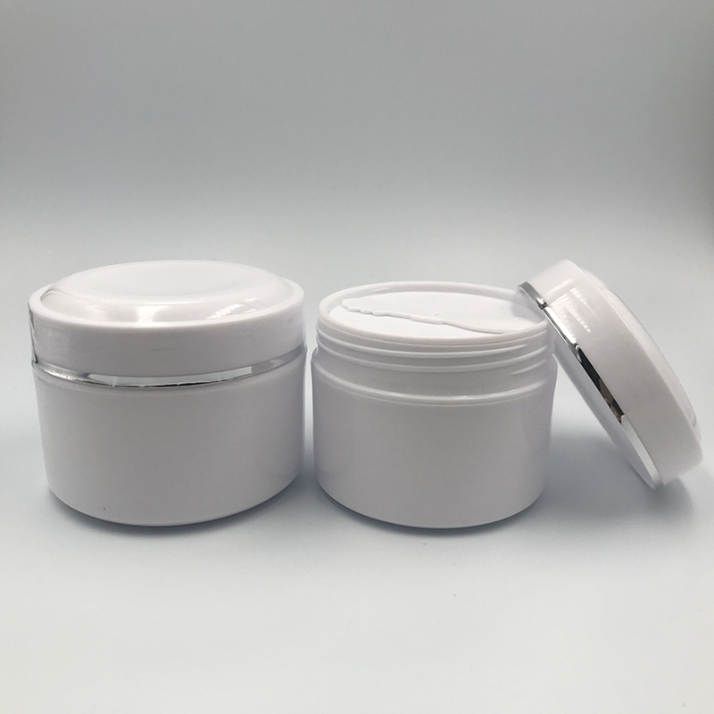 large capacity 1000ml 1000g white body cream jar custom logo with Silver edge lids skin care packaging