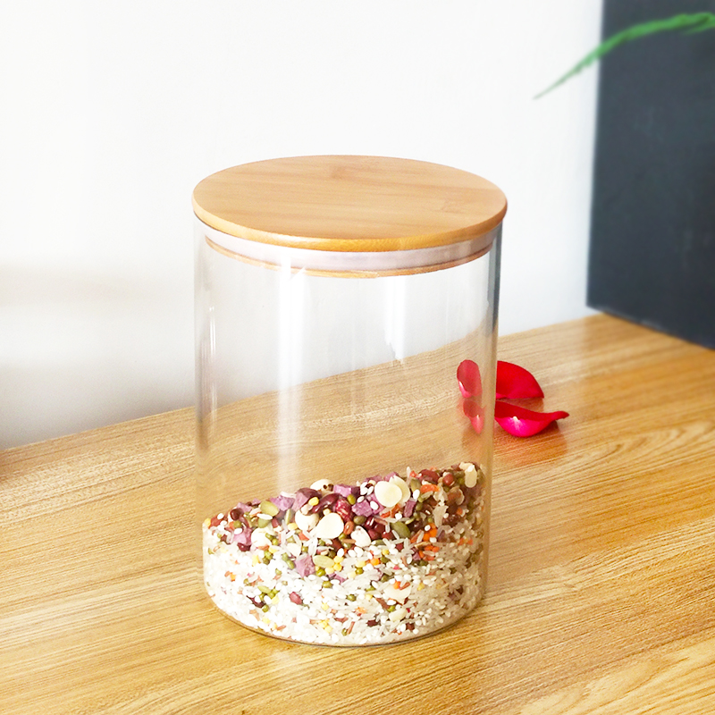 large capacity 3L glass jar storage container with bamboo rope lid
