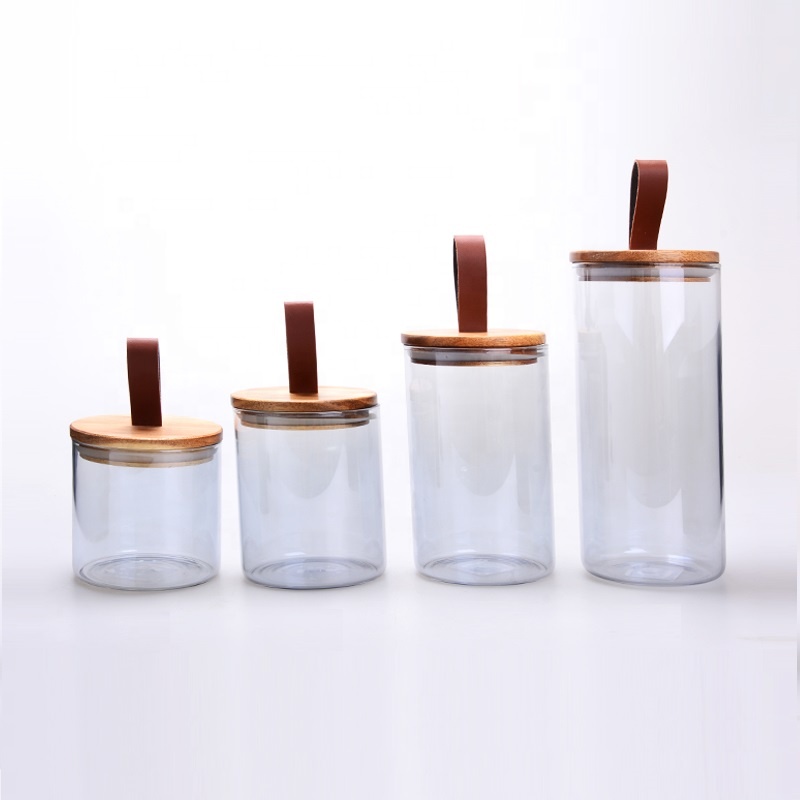 large capacity glass storage jars with bamboo lids
