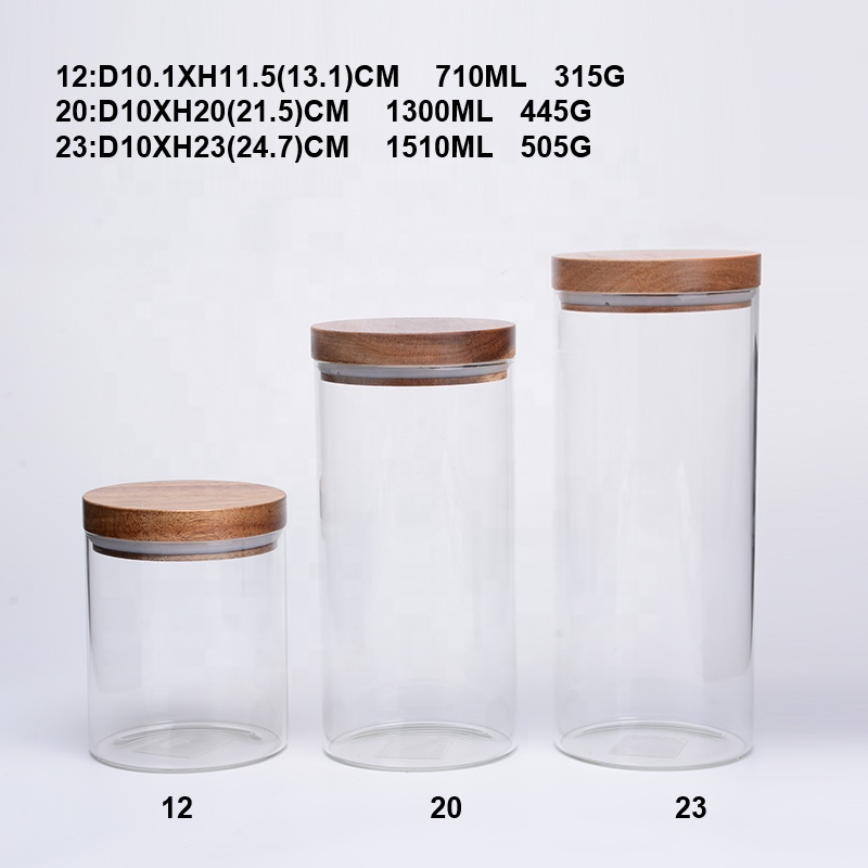 large capacity glass storage jars with bamboo lids