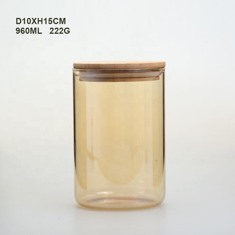 large capacity glass storage jars with bamboo lids