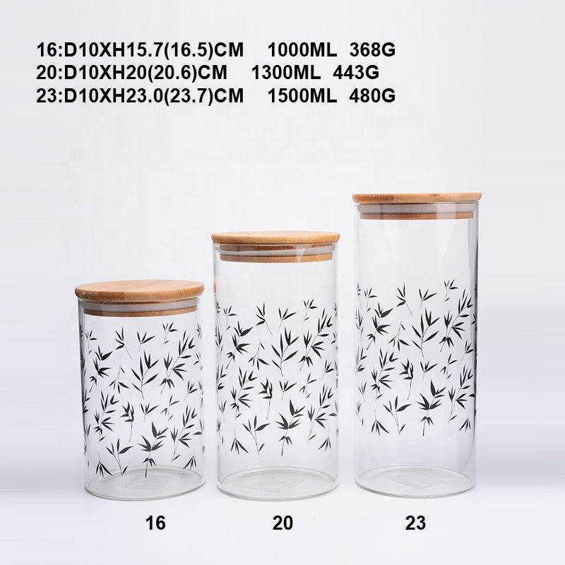 large capacity glass storage jars with bamboo lids